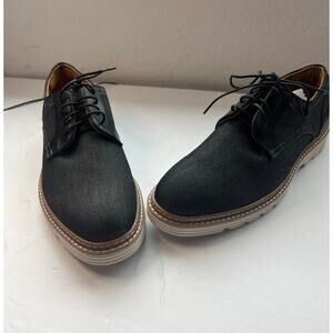 NWT Steve Madden Men's Curie Black Denim Almond Toe Lace-Up Derby Oxfords Sz 8